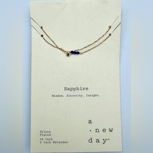 a new day Sapphire Necklace with Gold Accents